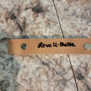 Personalized Tan Leather Keychain